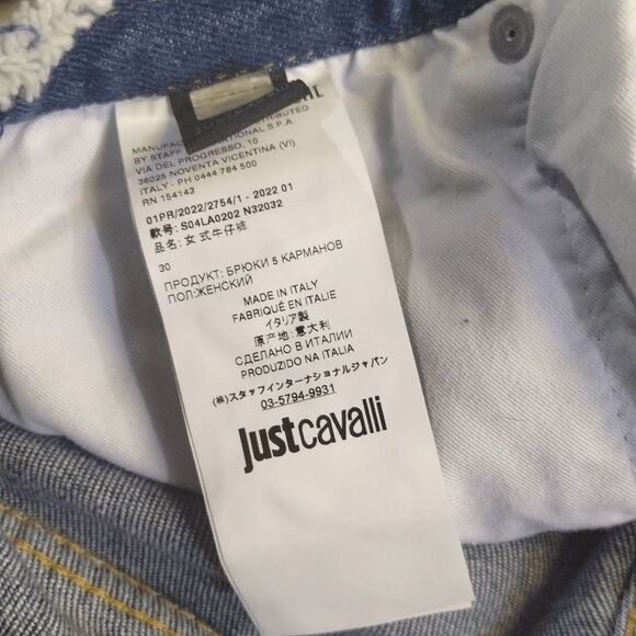 Just Cavalli New York Straight Distressed Patch Jeans Sz 30 - Picture 11 of 11